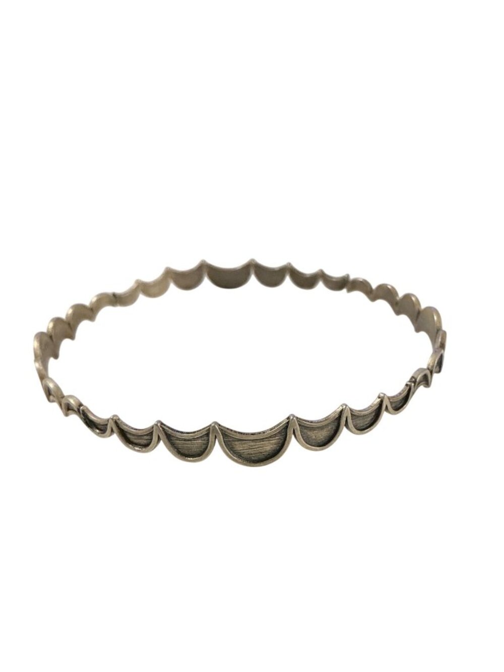 Vintage Sterling Silver Scalloped Crescent Moon Bangle Bracelet Signed B Sterlin - Picture 5 of 6